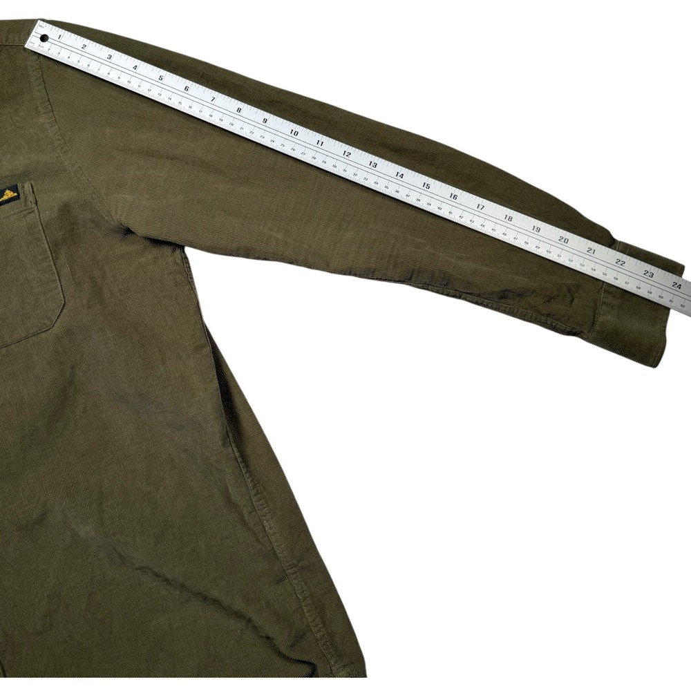 Le Mont St Michel Corduroy Olive Button Down Shirt Men's Small-Missing Buttons - Picture 12 of 12